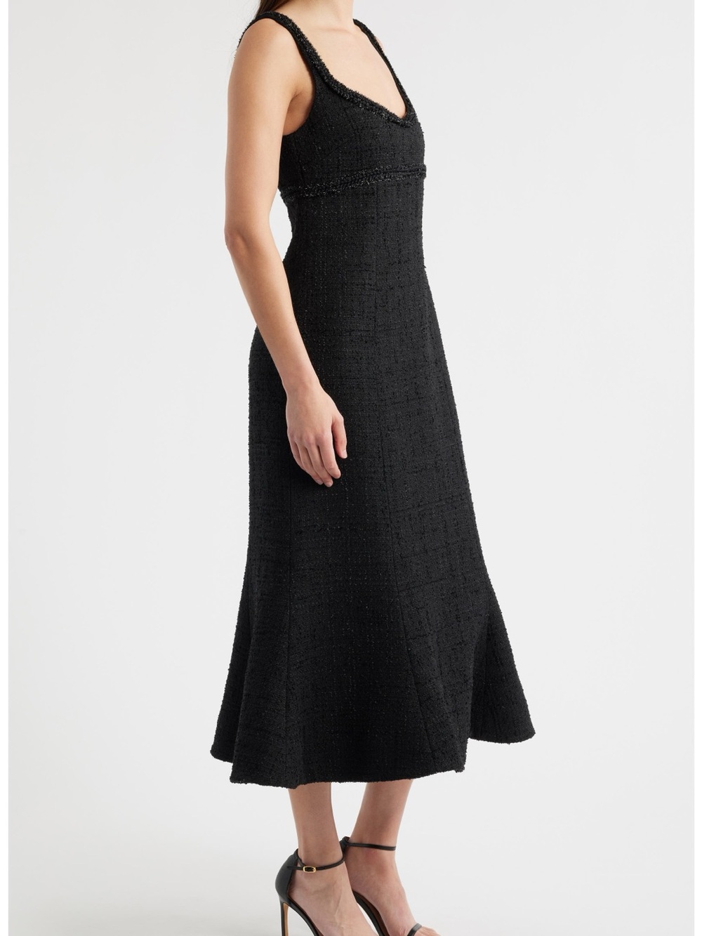 LIKELY Shoshana Tweed Black Sleeveless Midi Dress